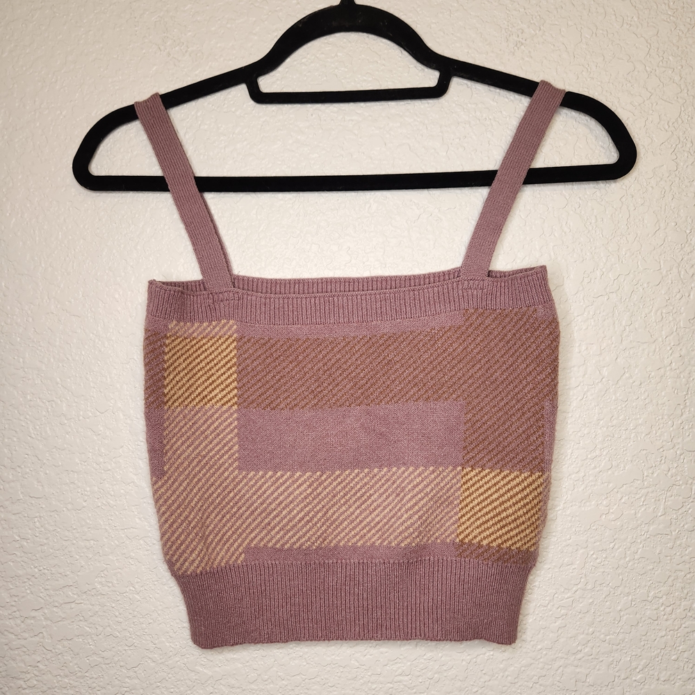 Witty Fox sweater knit crop top size sPink Tan Tank Top